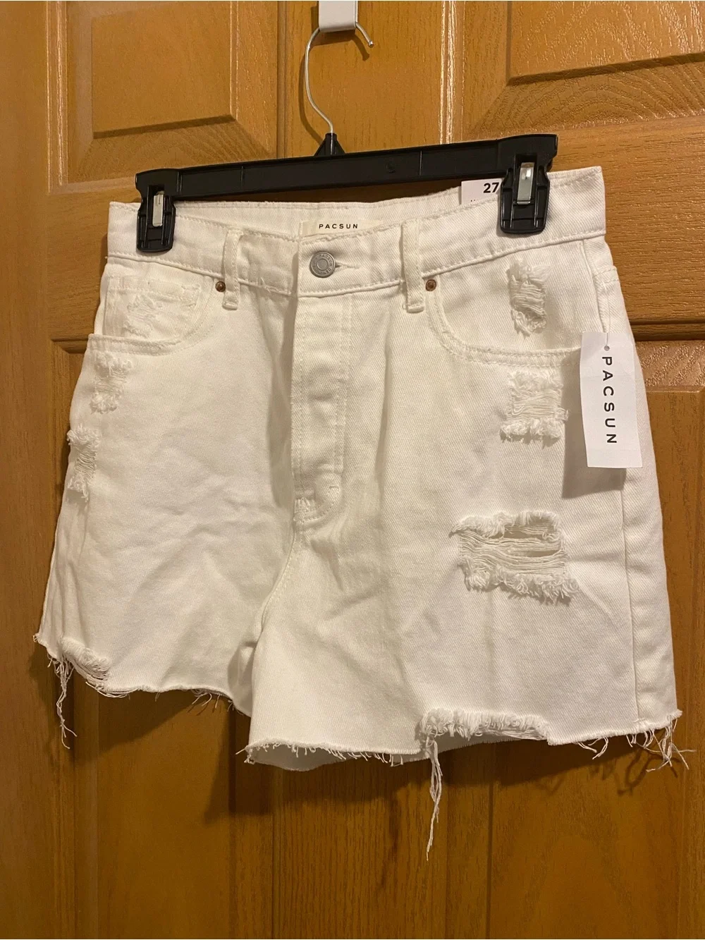 PacSun White Distressed Denim Jean Shorts